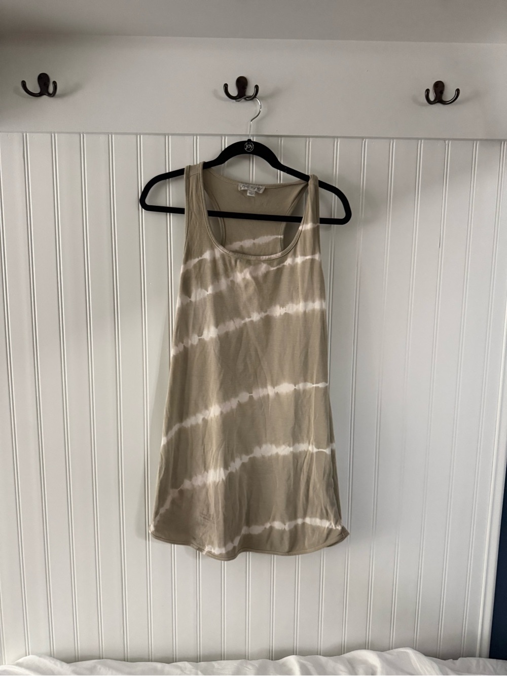 Neutral Tie-Dye Scoop Neck Tank Top -summer beachy dress/coverup small stain